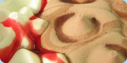 chocolate - cream with chocolate and strawberry topping